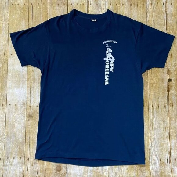 Vintage Screen Stars Shirt Men XL Blue Bourbon Street New Orleans Single Stitch - Picture 1 of 6